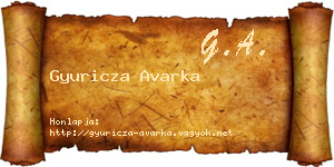 Gyuricza Avarka névjegykártya